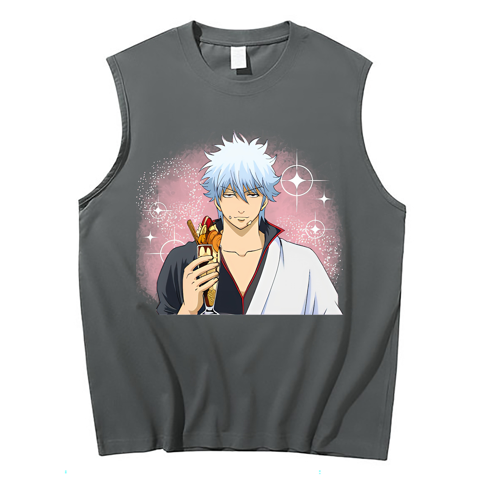 （画像用） ぎんたま 坂田銀時（さかたぎんとき） 神楽 志村新八（しむら しんぱち） GINTAMA Sakata Gintoki Kagura Shimura Shinpachi コットン100％タンクトップ（フロントプリント）